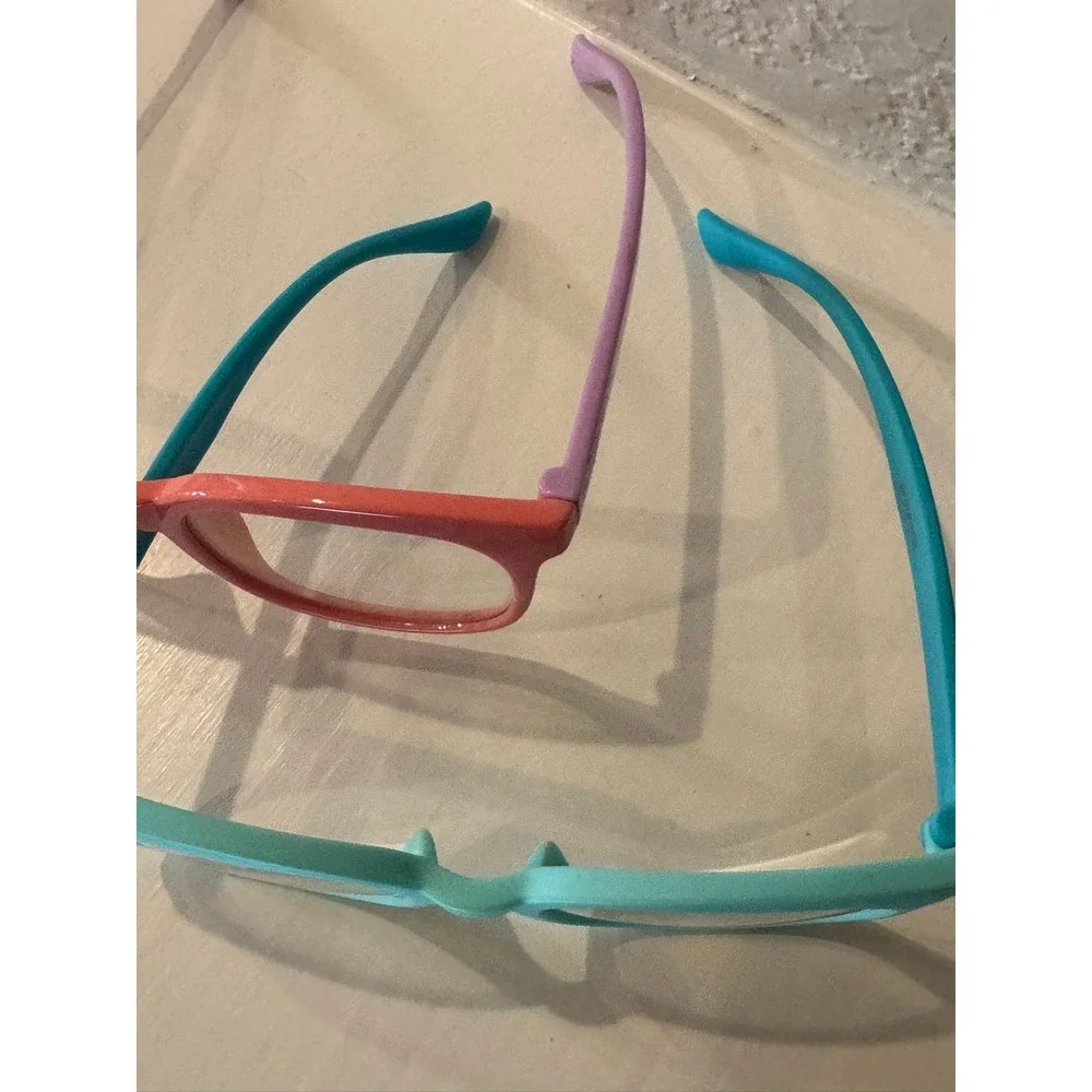 Kids Blue Glasses Frames 2 Pack Set Teal Coral For Fun Dress up Frames Only